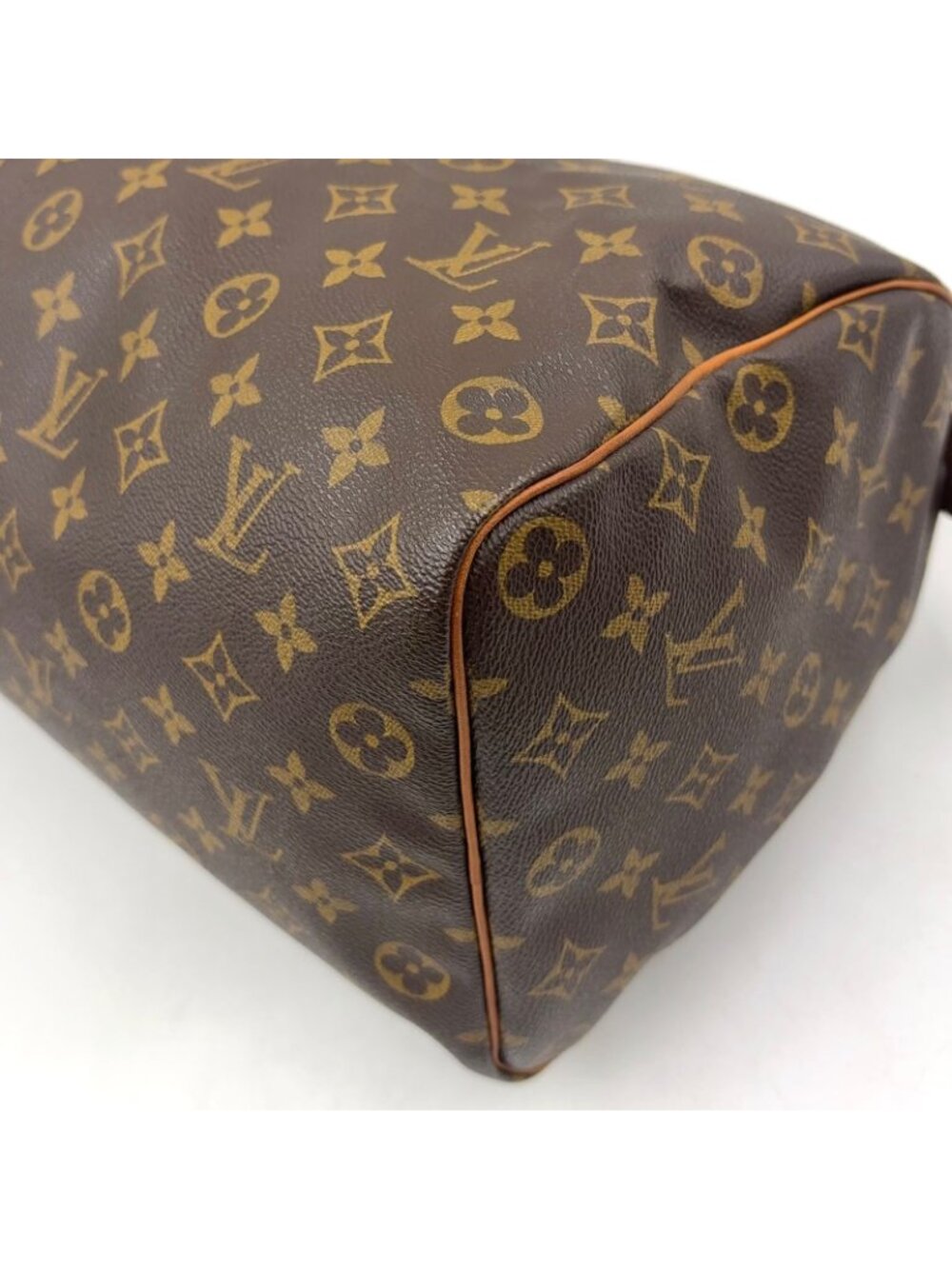 Louis Vuitton Speedy 35 Monogram Leather Brown Handbag Gold - Picture 15 of 15